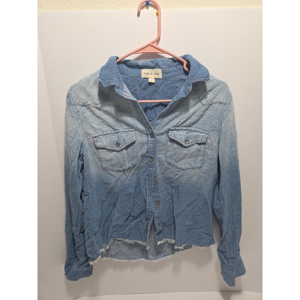 Anthropologie Cloth & Stone Small S Corduroy Button Down Shirt Long Sleeve Luxe